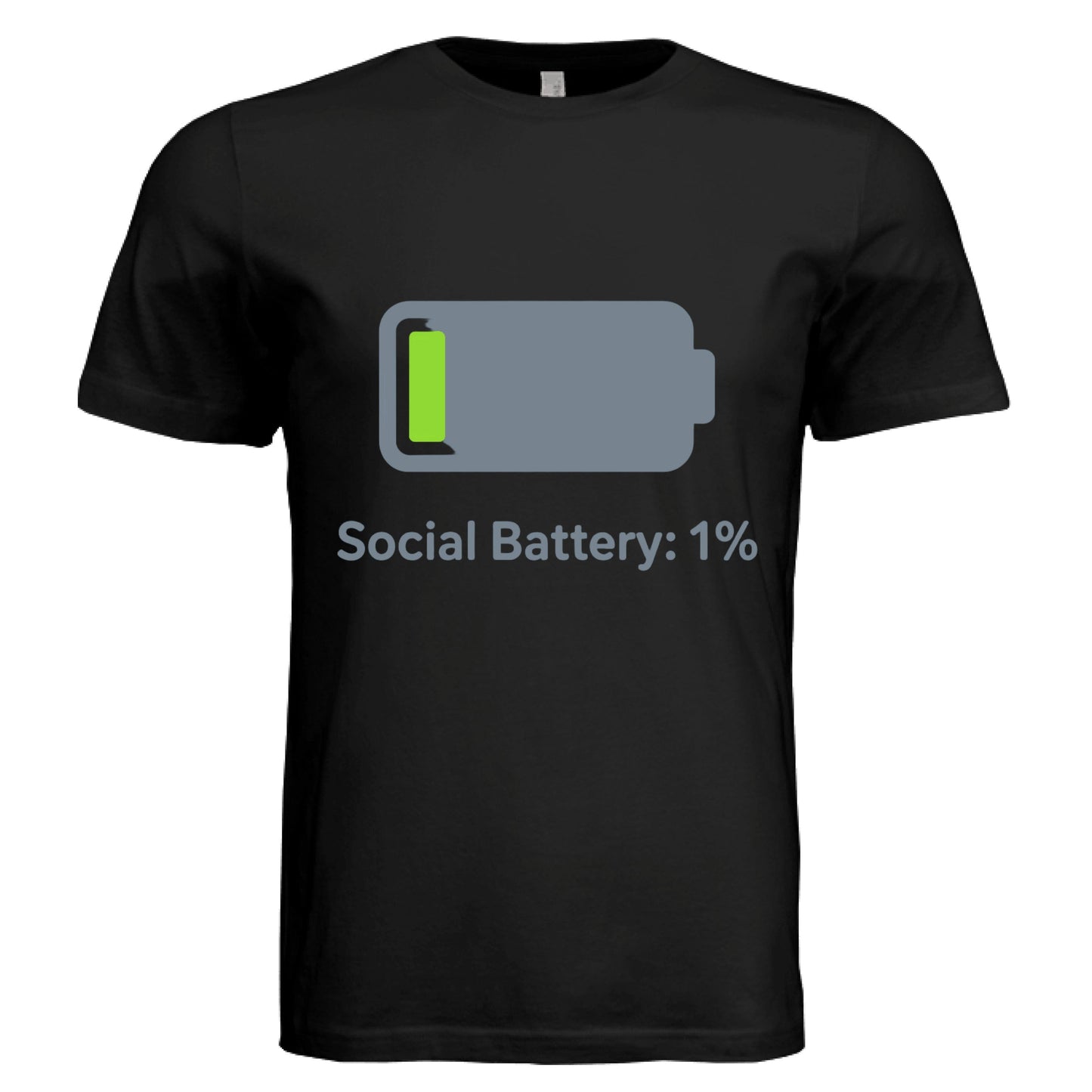 Social Battery 1% by Error 404 Tees
